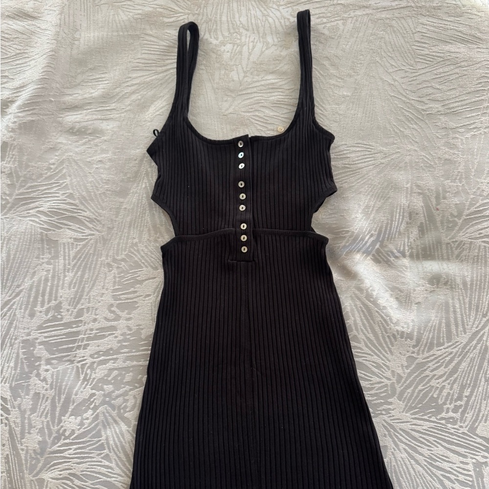 Free people black ribbed dress NWT